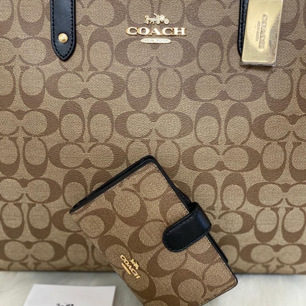⚜COACH TOWN TOTE IN SIGNATURE CANVAS AND WALLET - Picture 7 of 10